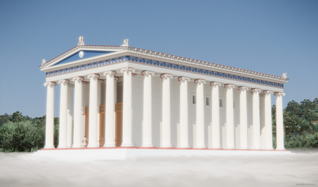 Full oblique view of the temple of Dionysus at Teos.