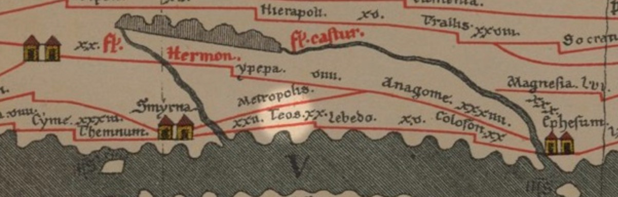 Teos on the Tabula Peutingeriana.