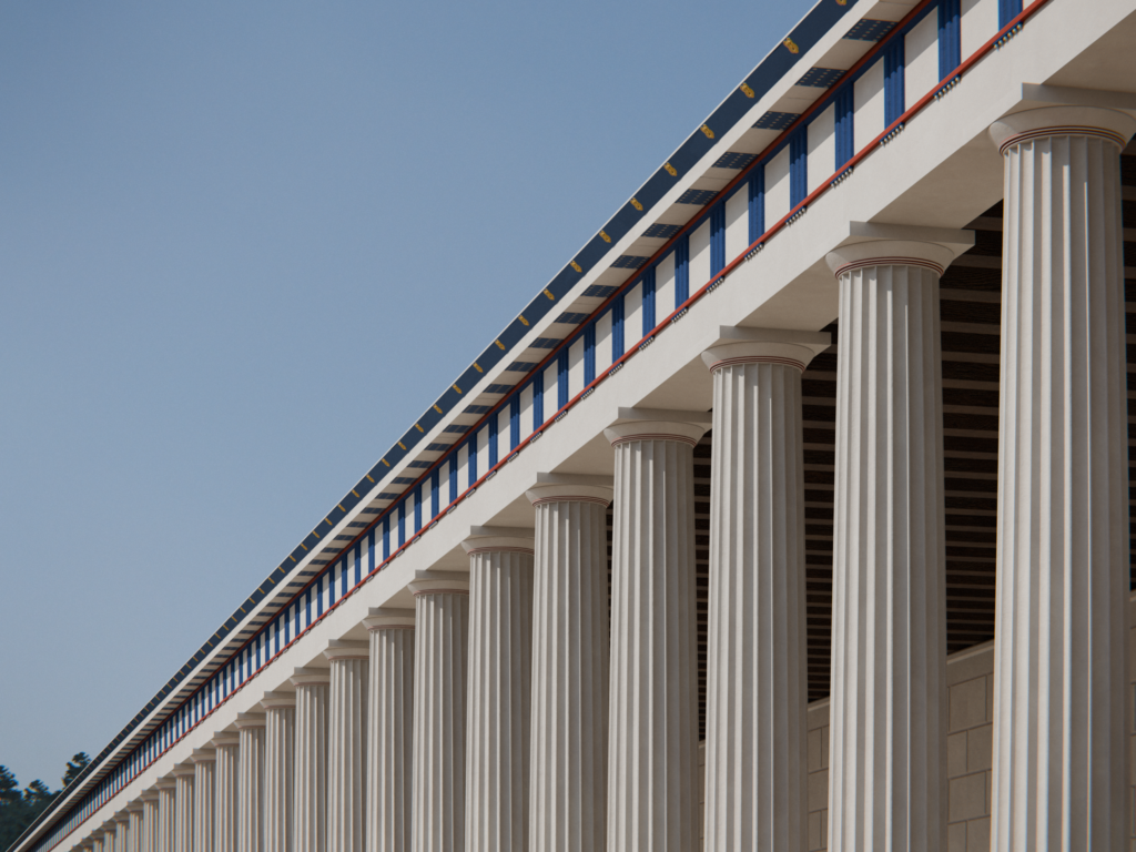 View of the North stoa upper superstructure, facing west.