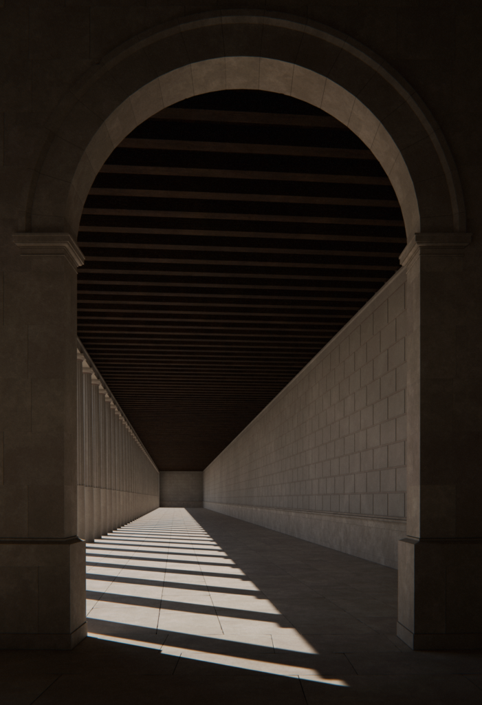 View inside the South stoa, facing east.