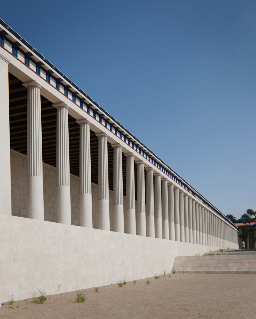 View of the South stoa at the eastern end, facing west.