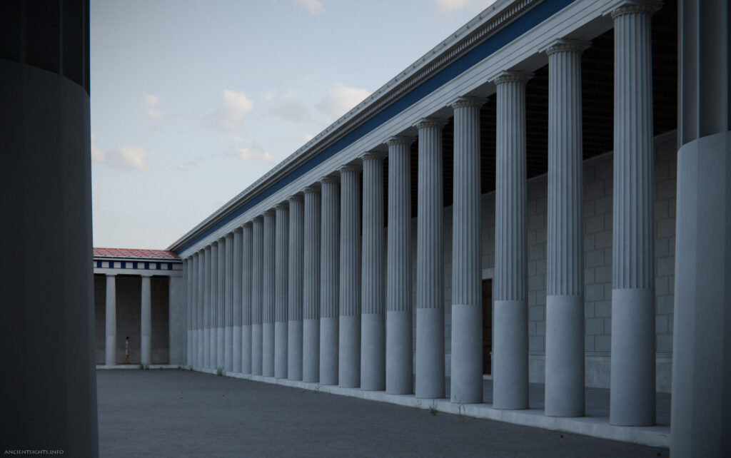 West Stoa exterior, facing south.