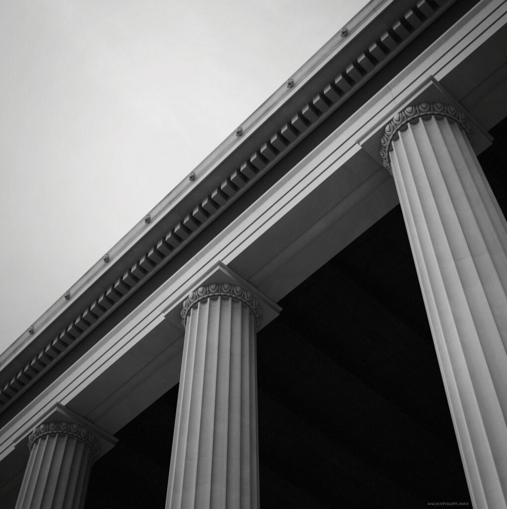 West Stoa black and white image.