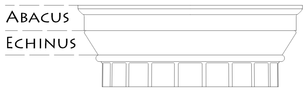 Diagram of the West Capital, showing the arrangement of echinus and abacus. Note that the ornaments are not rendered in this diagram.